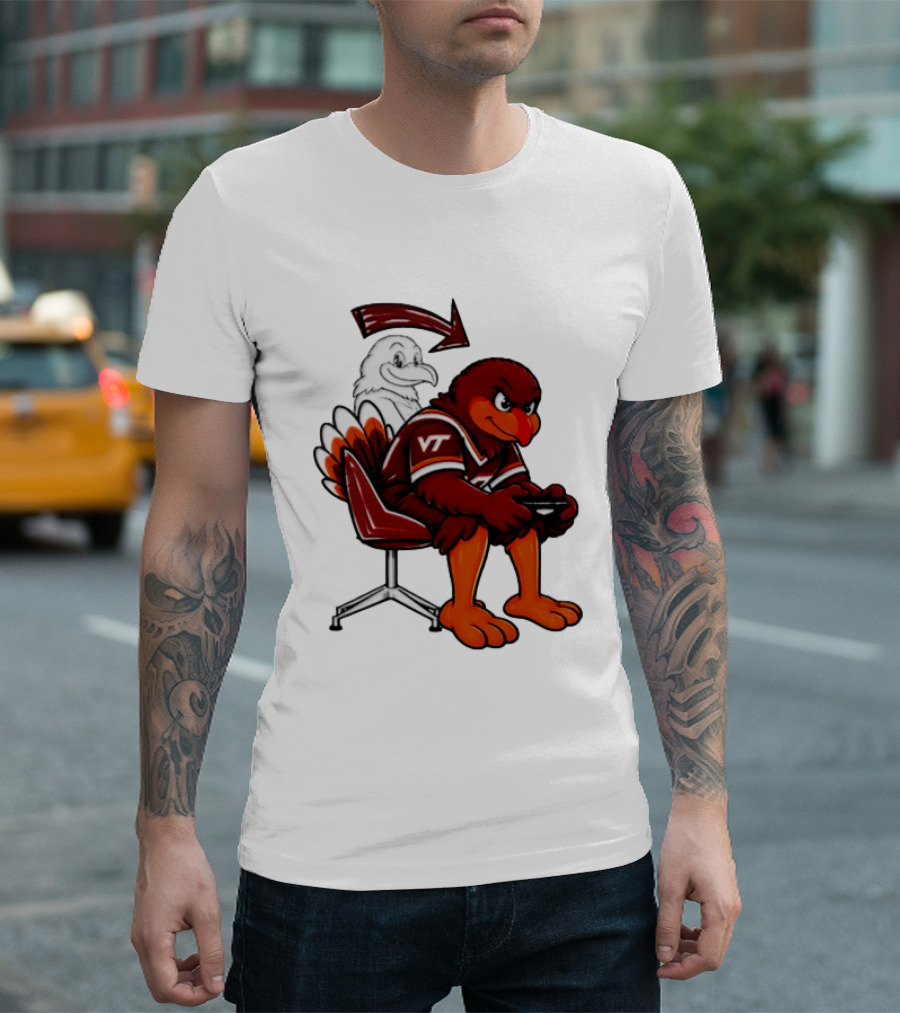 Virginia Tech Hokies Turkey Playing Video Game NCAAF Team Spirit T-Shirt
