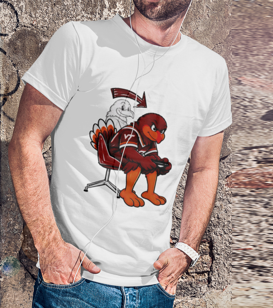 Virginia Tech Hokies Turkey Playing Video Game NCAAF Team Spirit T-Shirt