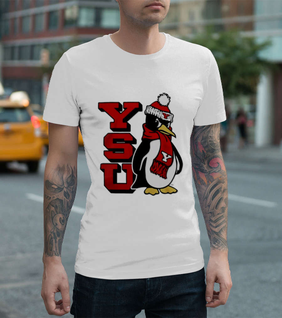 Youngstown State University YSU Penguin Winter Hat Scarf T-Shirt