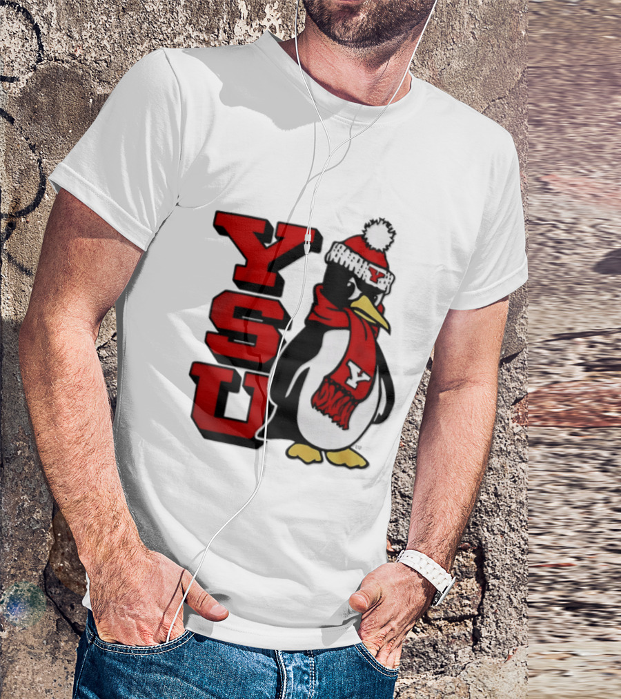 Youngstown State University YSU Penguin Winter Hat Scarf T-Shirt