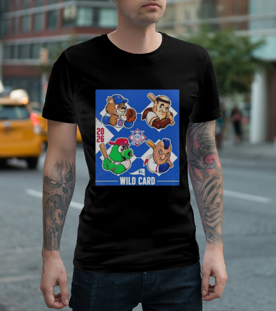 2026 National League Wild Card Cubs Phillies Padres Mets Collage T-Shirt