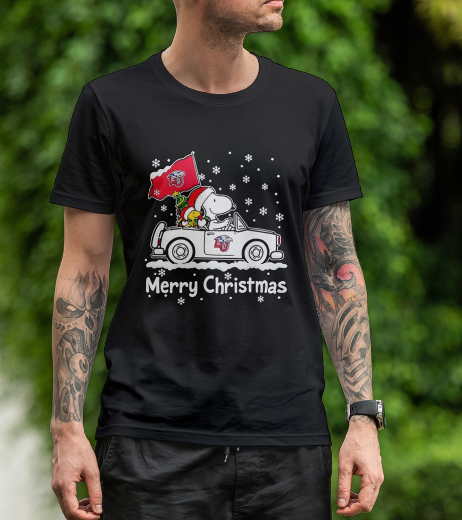 Liberty Flames Snoopy Woodstock Driving Car Merry Christmas Holiday T-Shirt