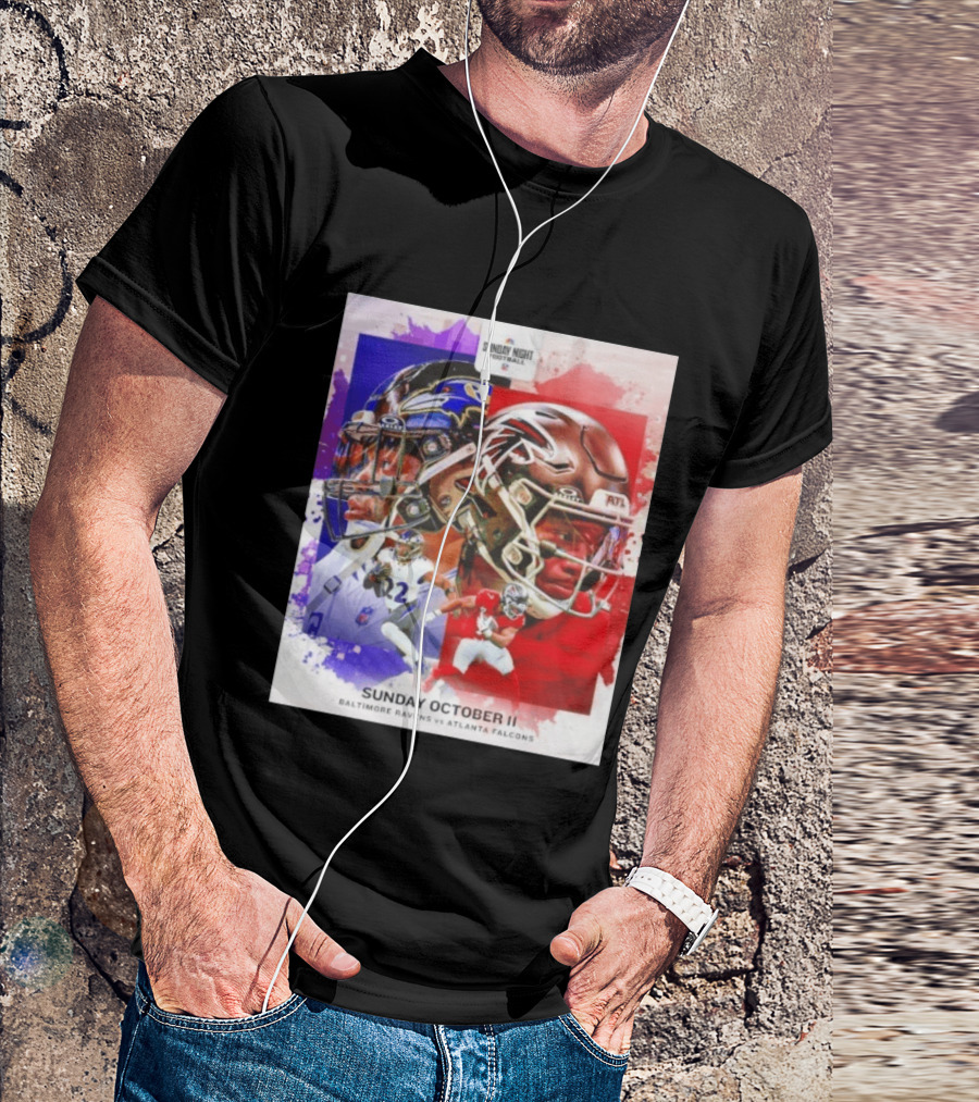 Sunday Night Football October 11 Baltimore Ravens Vs Atlanta Falcons NFL Matchup T-Shirt