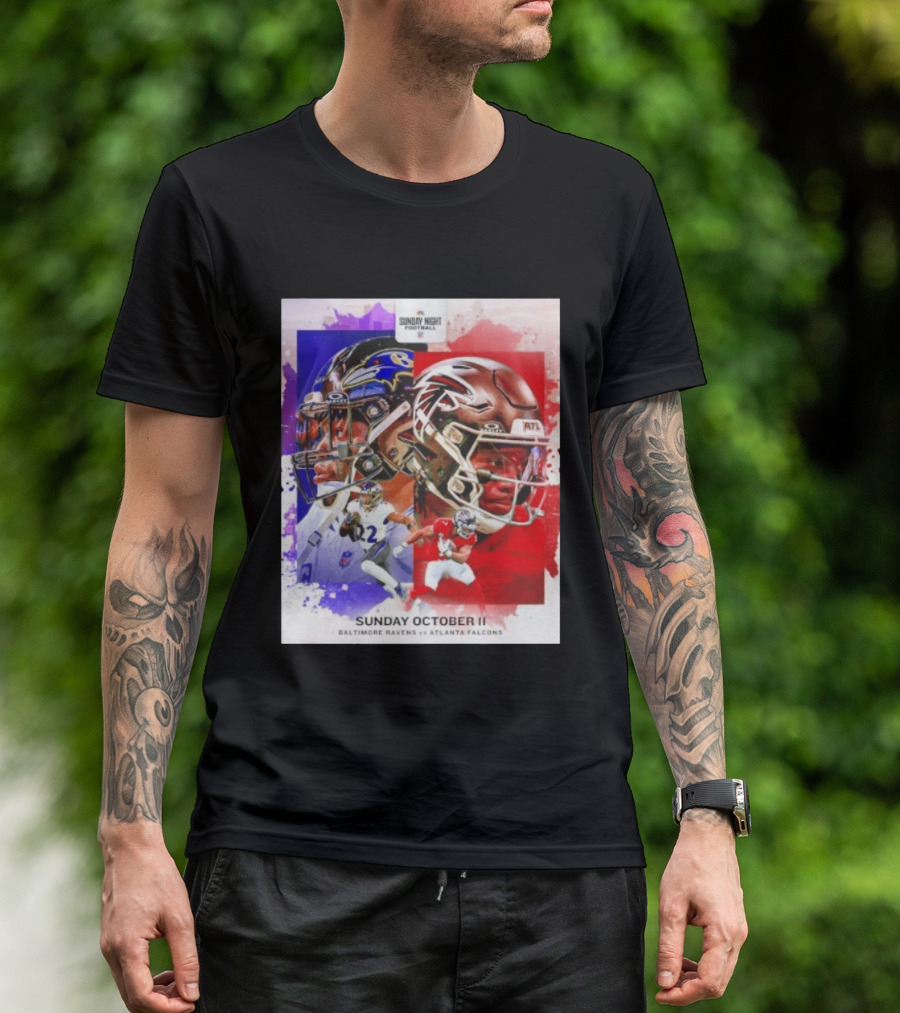 Sunday Night Football October 11 Baltimore Ravens Vs Atlanta Falcons NFL Matchup T-Shirt