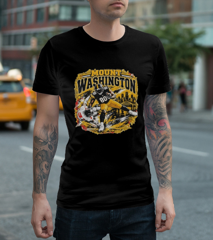 Mount Washington Pittsburgh Steelers 80 Football Distressed T-Shirt