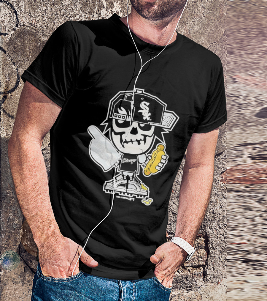 Chicago White Sox Skeleton No 1 Foam Finger Hot Dog Cap T-Shirt