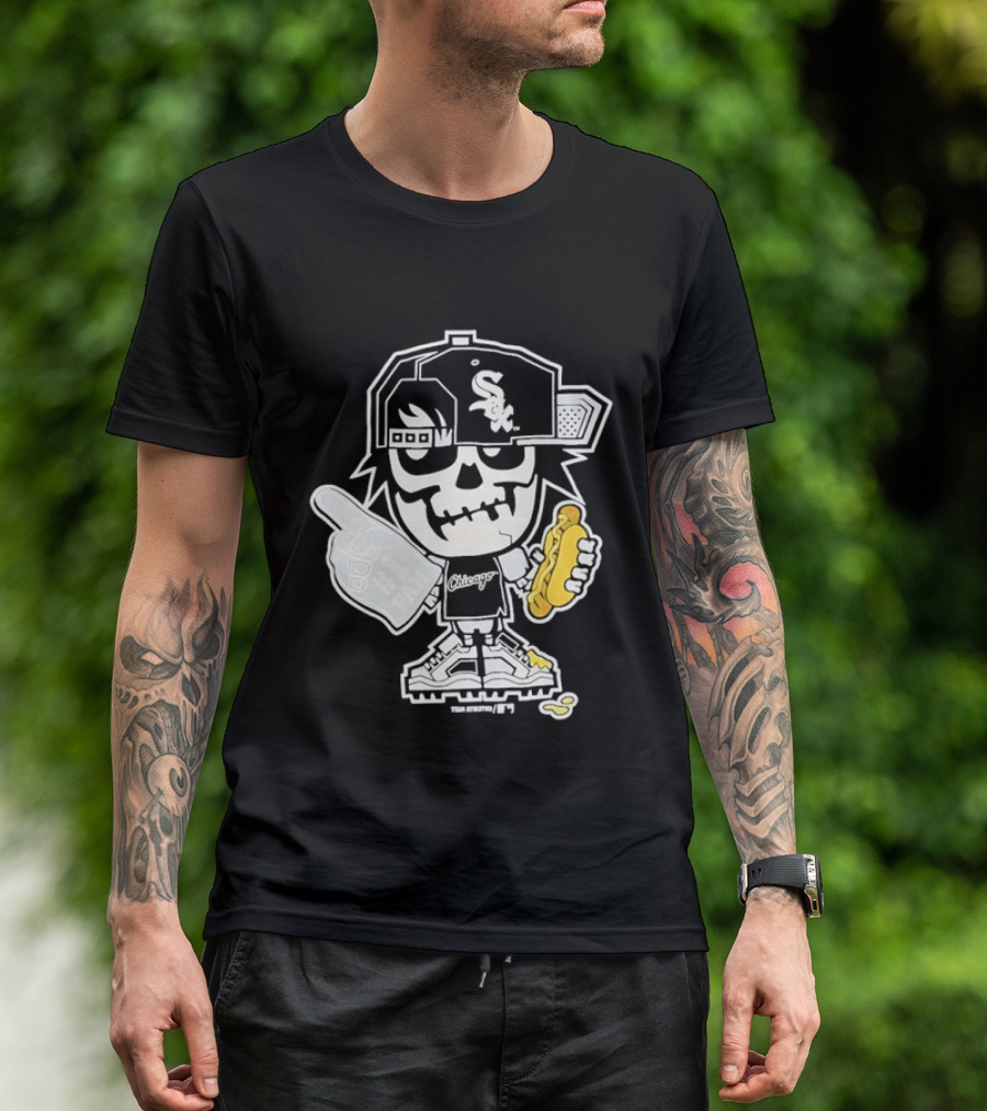 Chicago White Sox Skeleton No 1 Foam Finger Hot Dog Cap T-Shirt