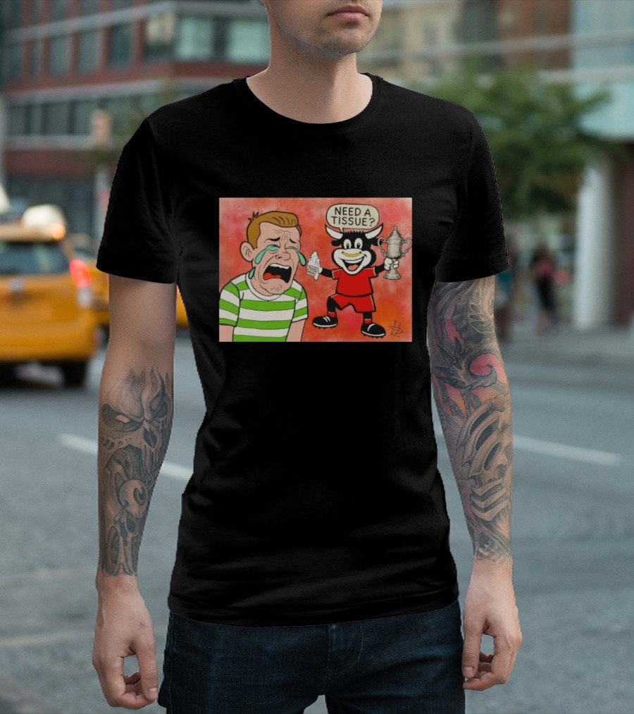 Need A Tissue Aberdeen FC Taunting Crying Celtic Cartoon Trophy T-Shirt