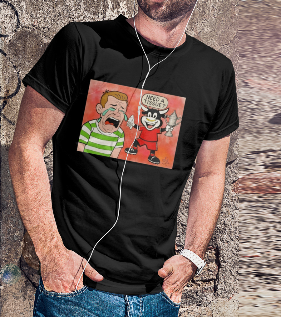 Need A Tissue Aberdeen FC Taunting Crying Celtic Cartoon Trophy T-Shirt