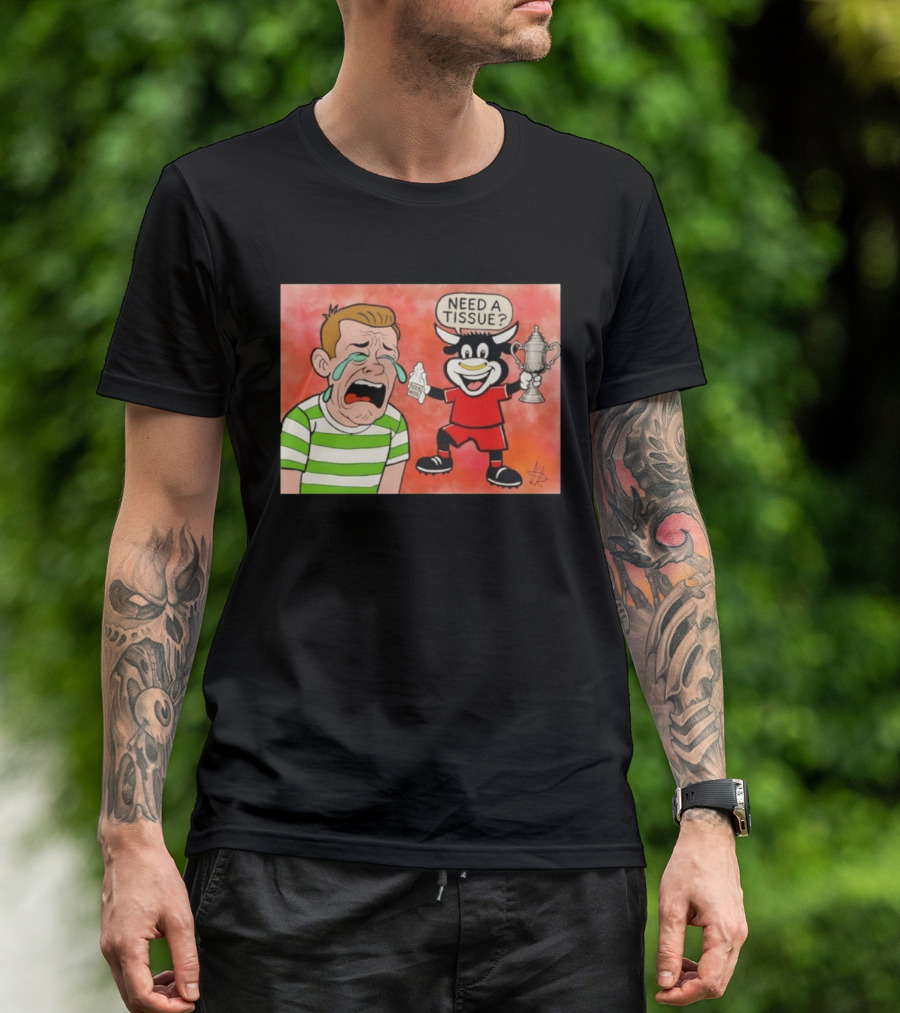 Need A Tissue Aberdeen FC Taunting Crying Celtic Cartoon Trophy T-Shirt