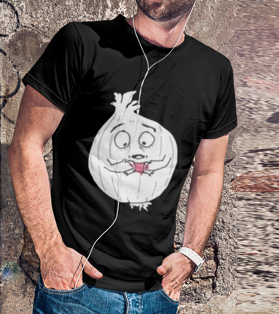 Crying Onion Cartoon Funny Vegetable Drawing T-Shirt
