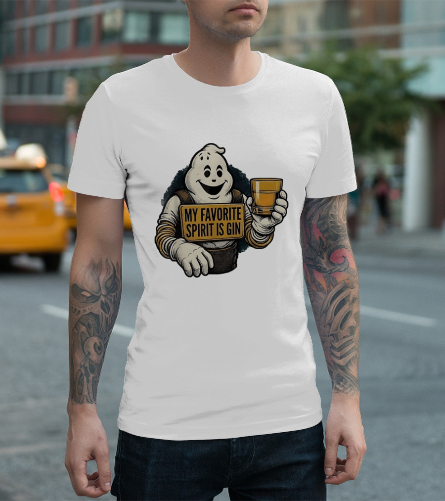 My Favorite Spirit Is Gin Ghost Character With Drink T-Shirt