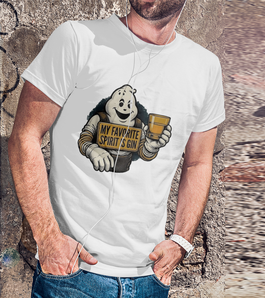 My Favorite Spirit Is Gin Ghost Character With Drink T-Shirt