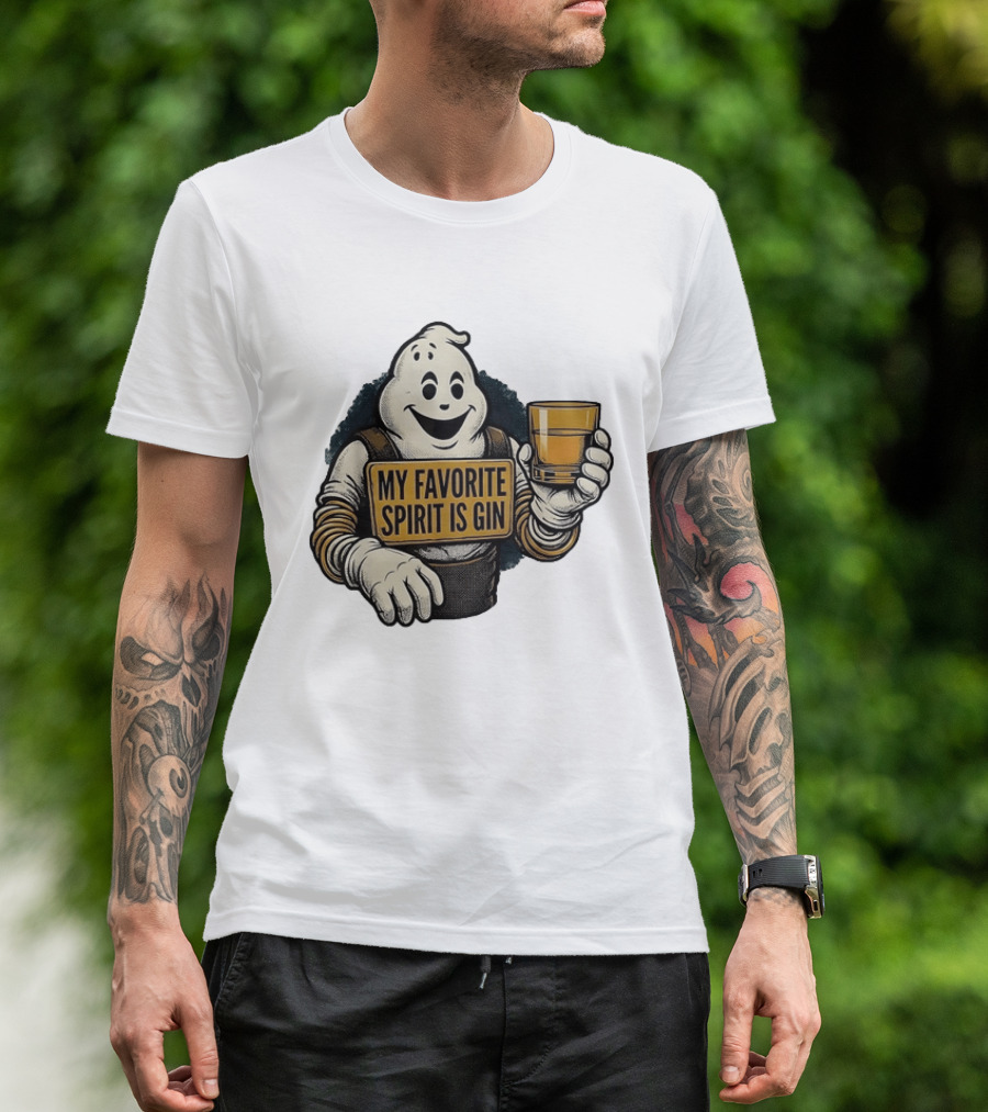 My Favorite Spirit Is Gin Ghost Character With Drink T-Shirt