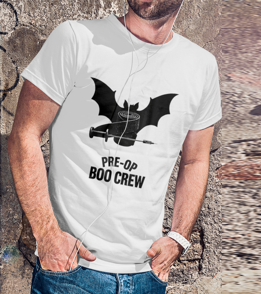 Halloween Pre Op Boo Crew Bat Syringe Nurse T-Shirt