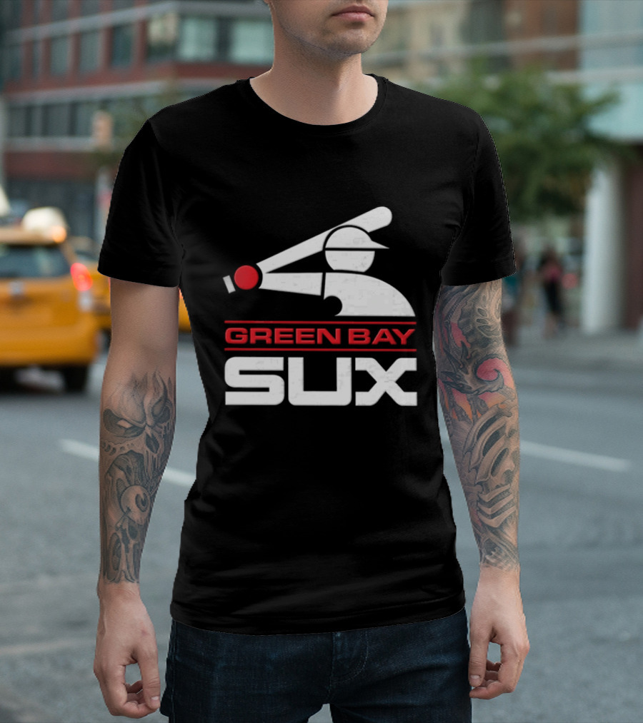 Green Bay Sux Chicago Political Baseball T-Shirt