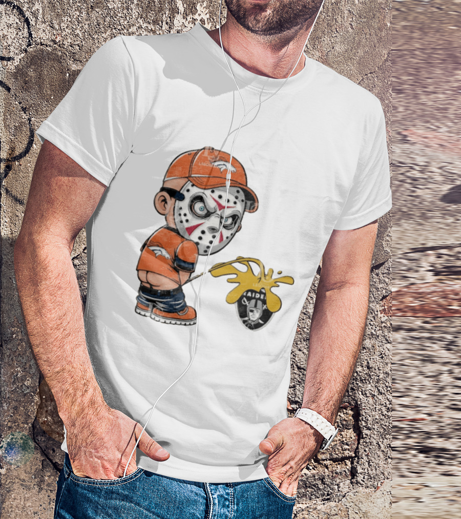 Denver Broncos Jason Voorhees Urinating On Las Vegas Raiders T-Shirt