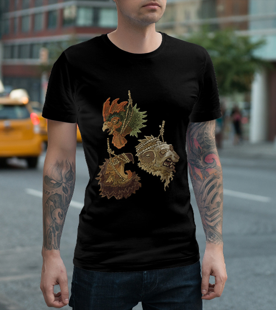 Three Severed Animal Heads With Nooses Vivid T-Shirt
