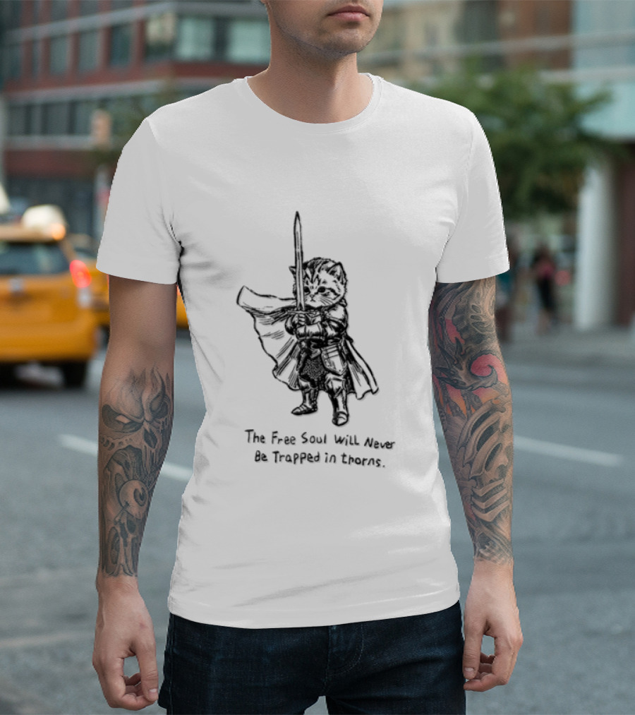 The Free Soul Will Never Be Trapped In Frames Raccoon Warrior T-Shirt