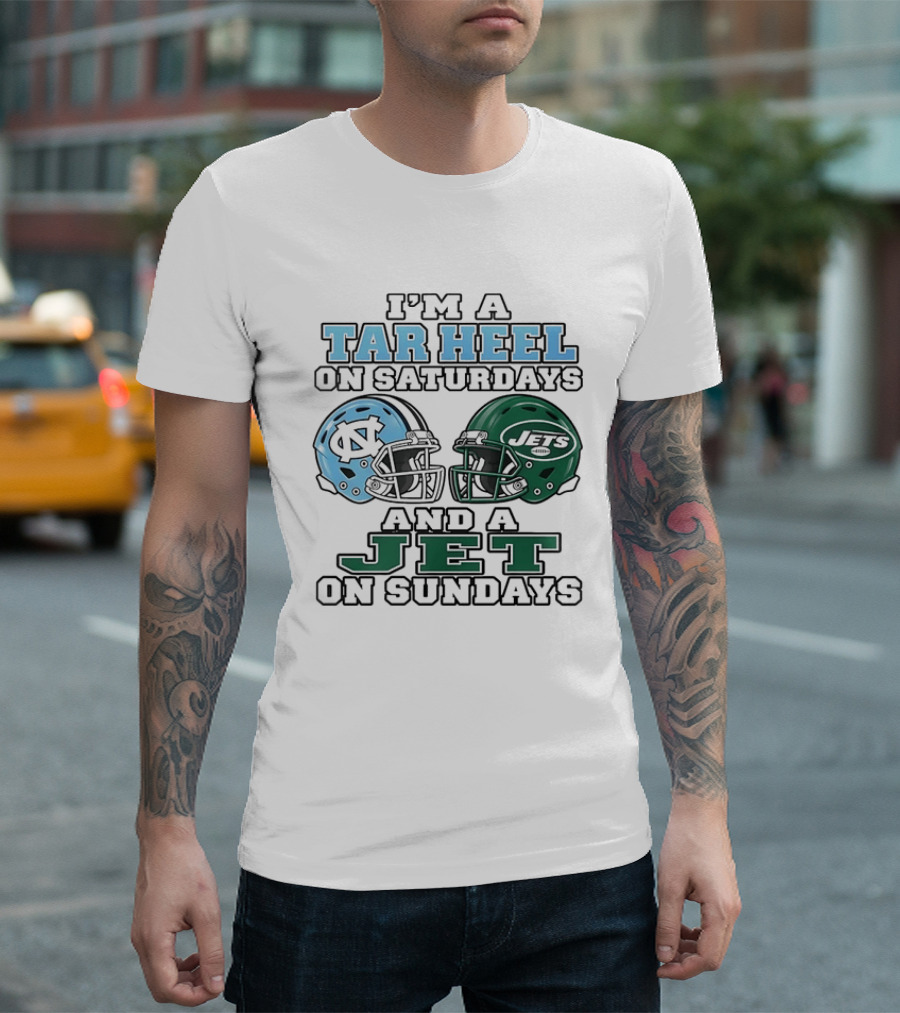 I'm A Tar Heel On Saturdays And A Jet On Sundays Football Helmets T-Shirt