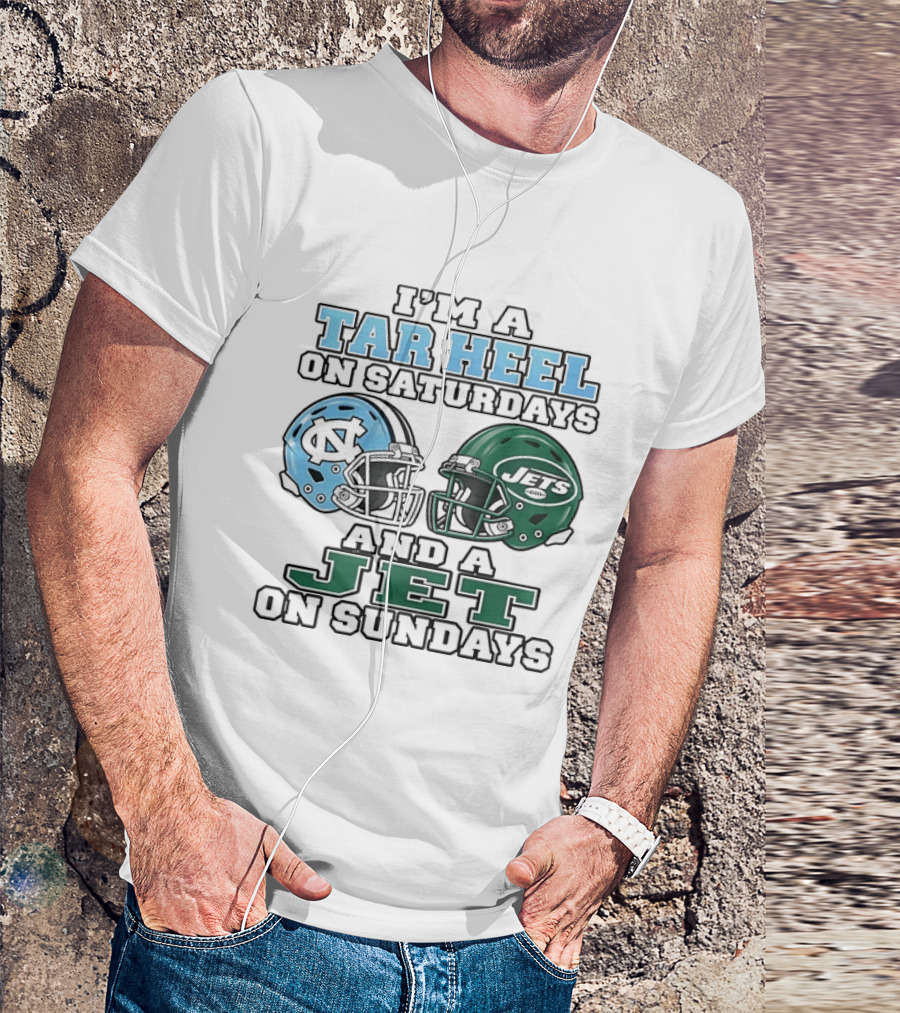I'm A Tar Heel On Saturdays And A Jet On Sundays Football Helmets T-Shirt