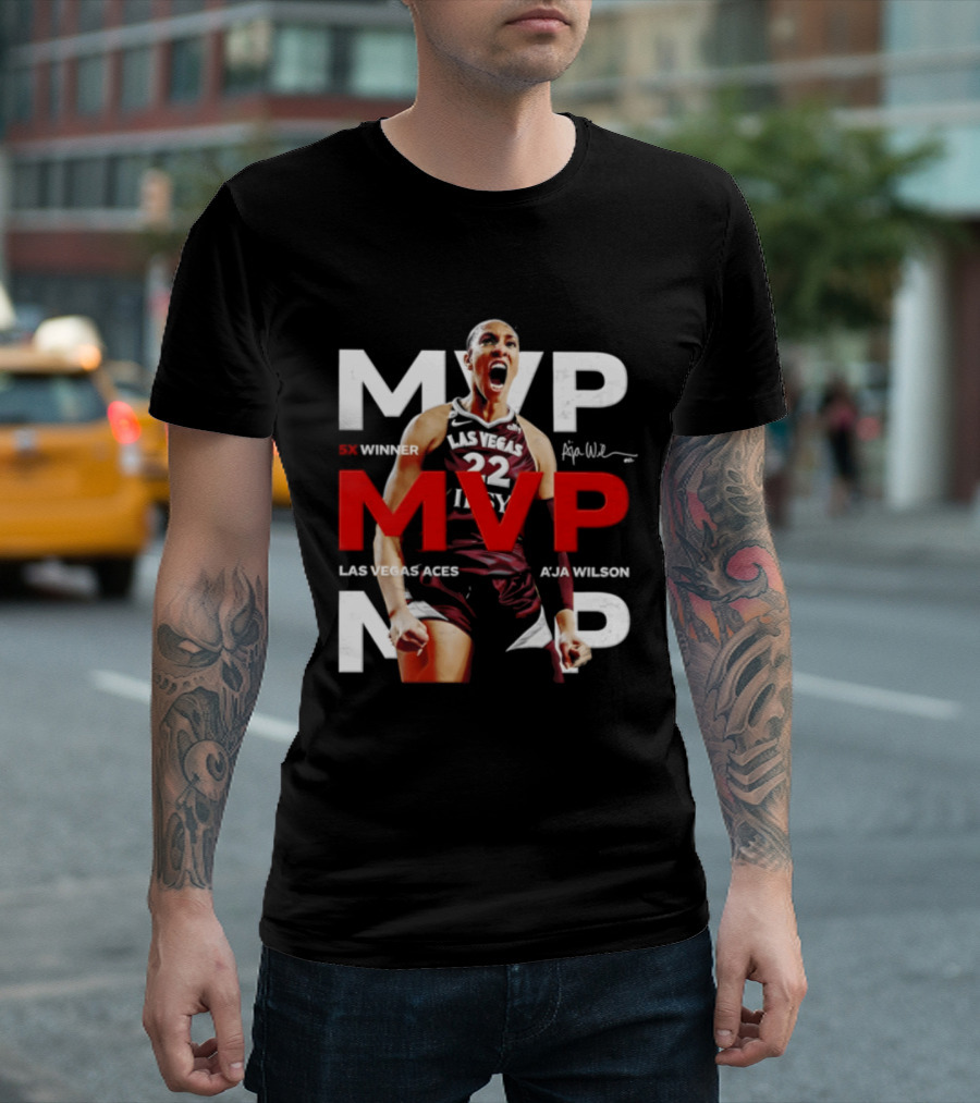 Las Vegas Aces A'ja Wilson 5X MVP Winner T-Shirt