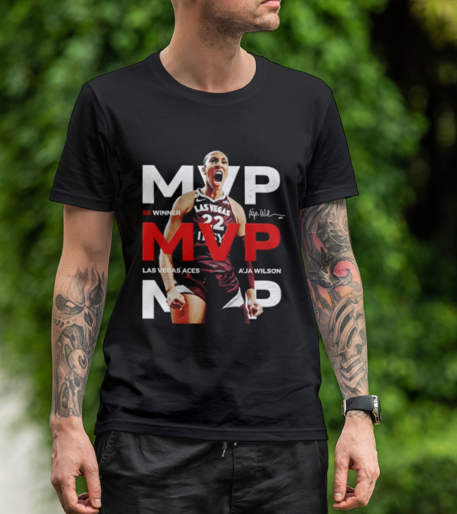 Las Vegas Aces A'ja Wilson 5X MVP Winner T-Shirt