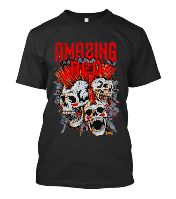 Amazing Red Hog Skulls Mohawk Trio T-Shirt