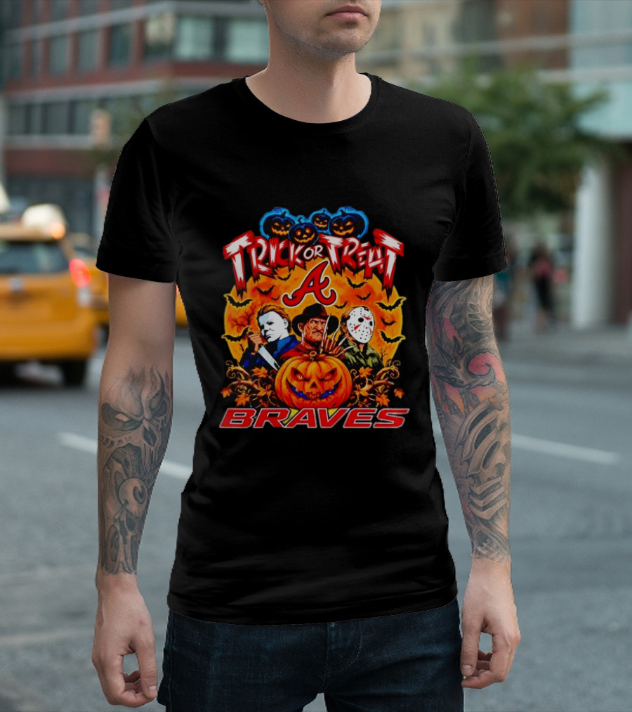Atlanta Braves Trick Or Treat Halloween 2026 Horror Characters T-Shirt