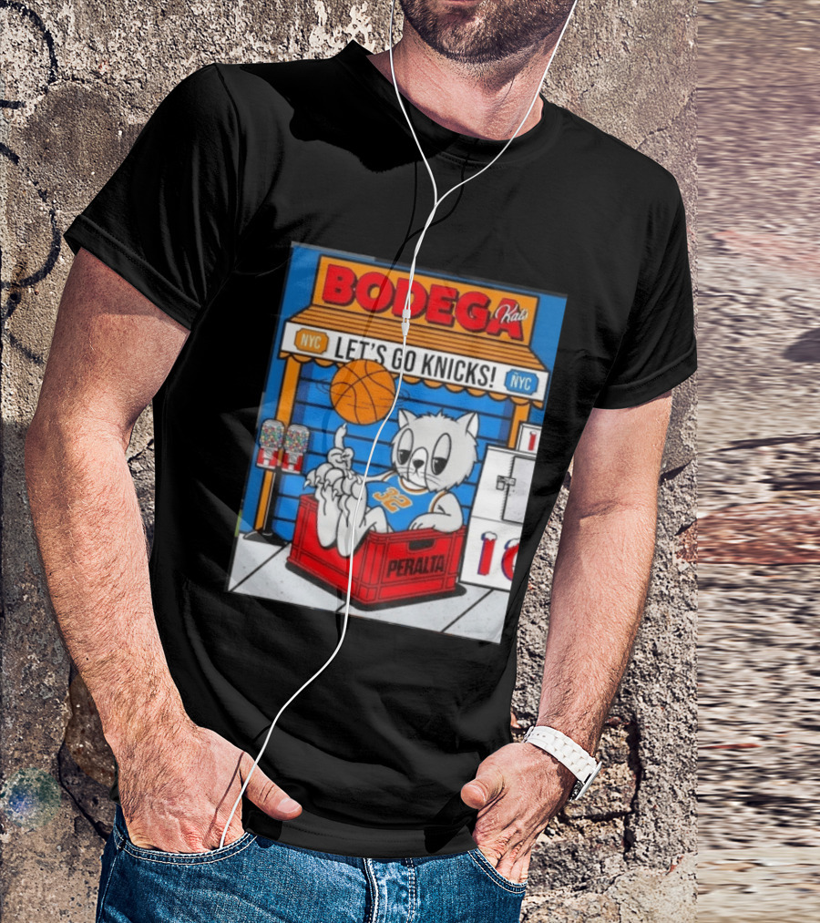 Bodega Kats NYC Let's Go Knicks No 32 Peralta Cat T-Shirt