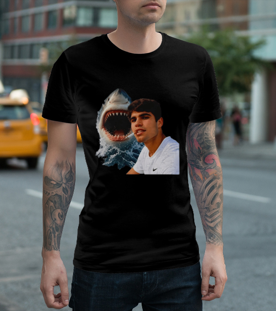 Carlos Alcaraz Smoking Shark Meme T-Shirt