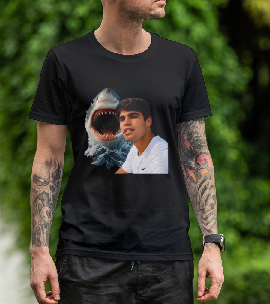 Carlos Alcaraz Smoking Shark Meme T-Shirt