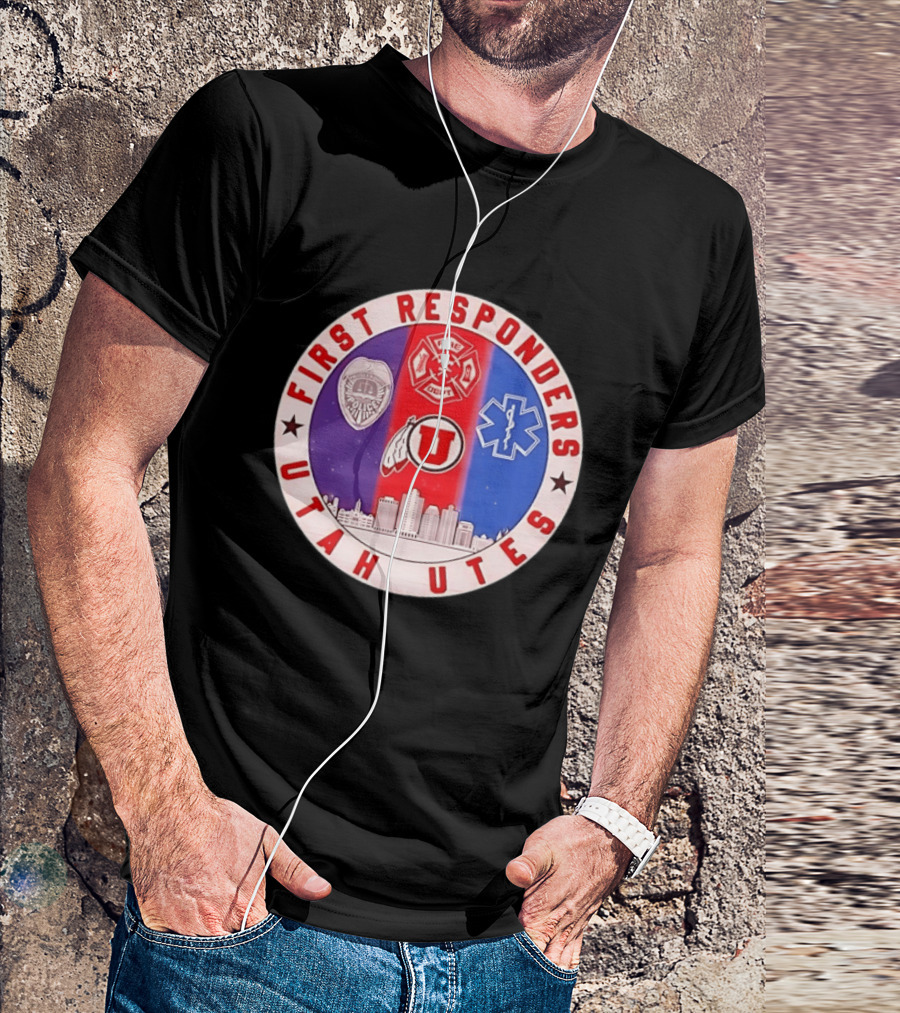 Utah Utes First Responders Police Fire EMT Skyline T-Shirt