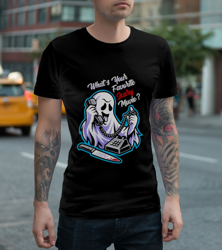 What's Your Favorite Scary Movie Ghost Scream Knife Phone T-Shirt