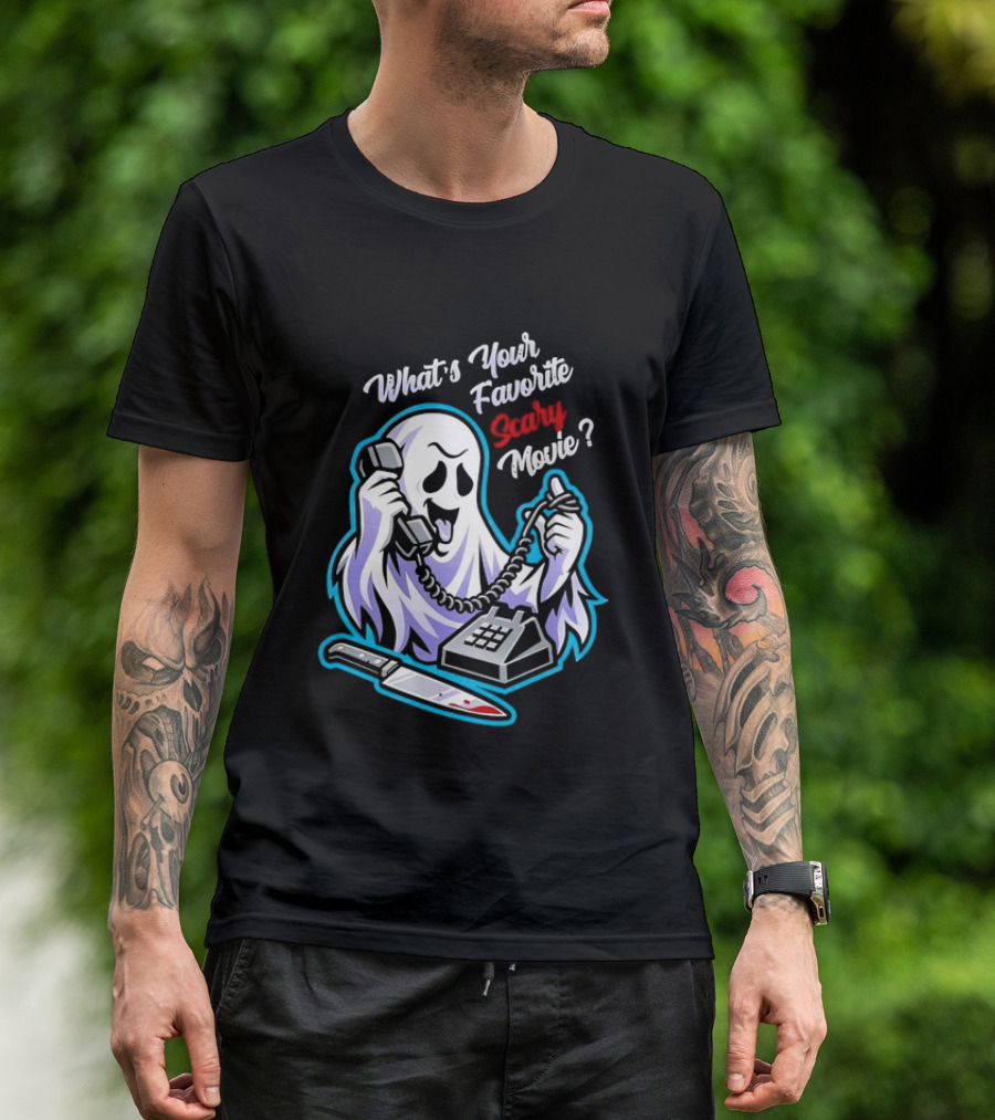 What's Your Favorite Scary Movie Ghost Scream Knife Phone T-Shirt