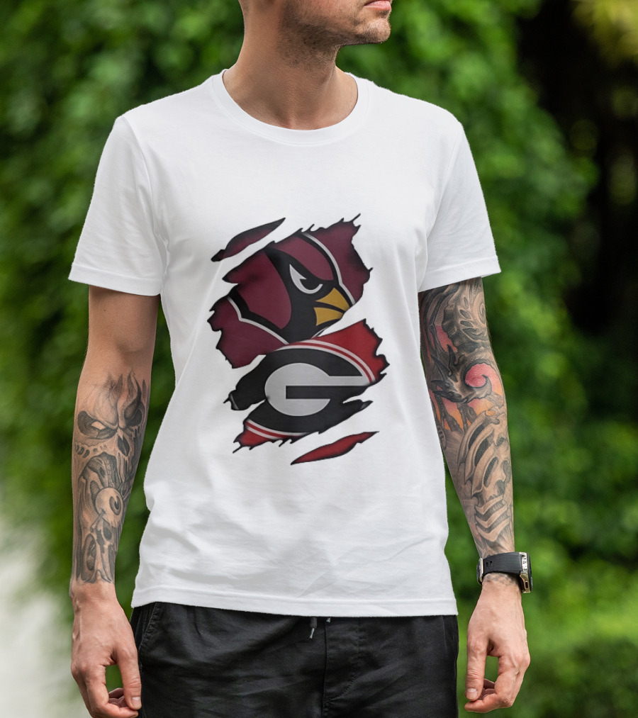 Arizona Cardinals Georgia Bulldogs Ripped Effect T-Shirt