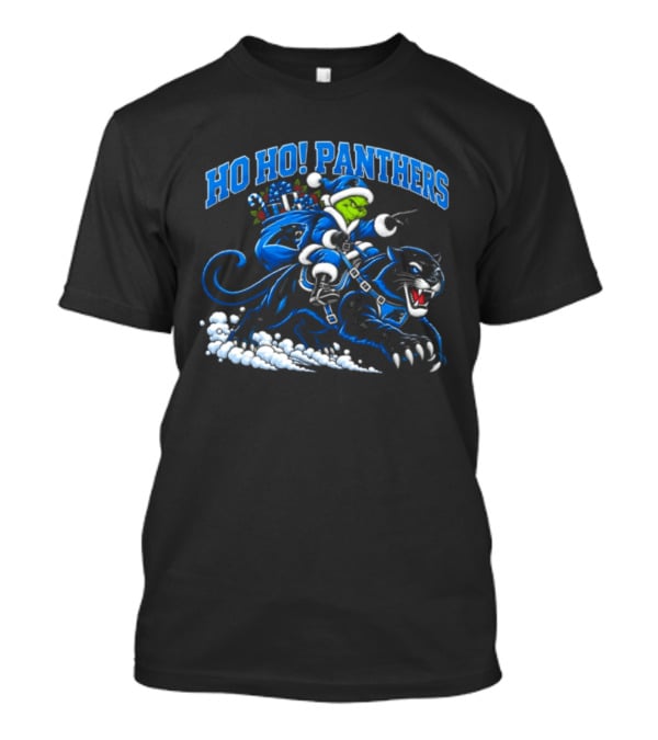 Ho Ho Panthers Grinch Christmas Football Riding Panther T-Shirt