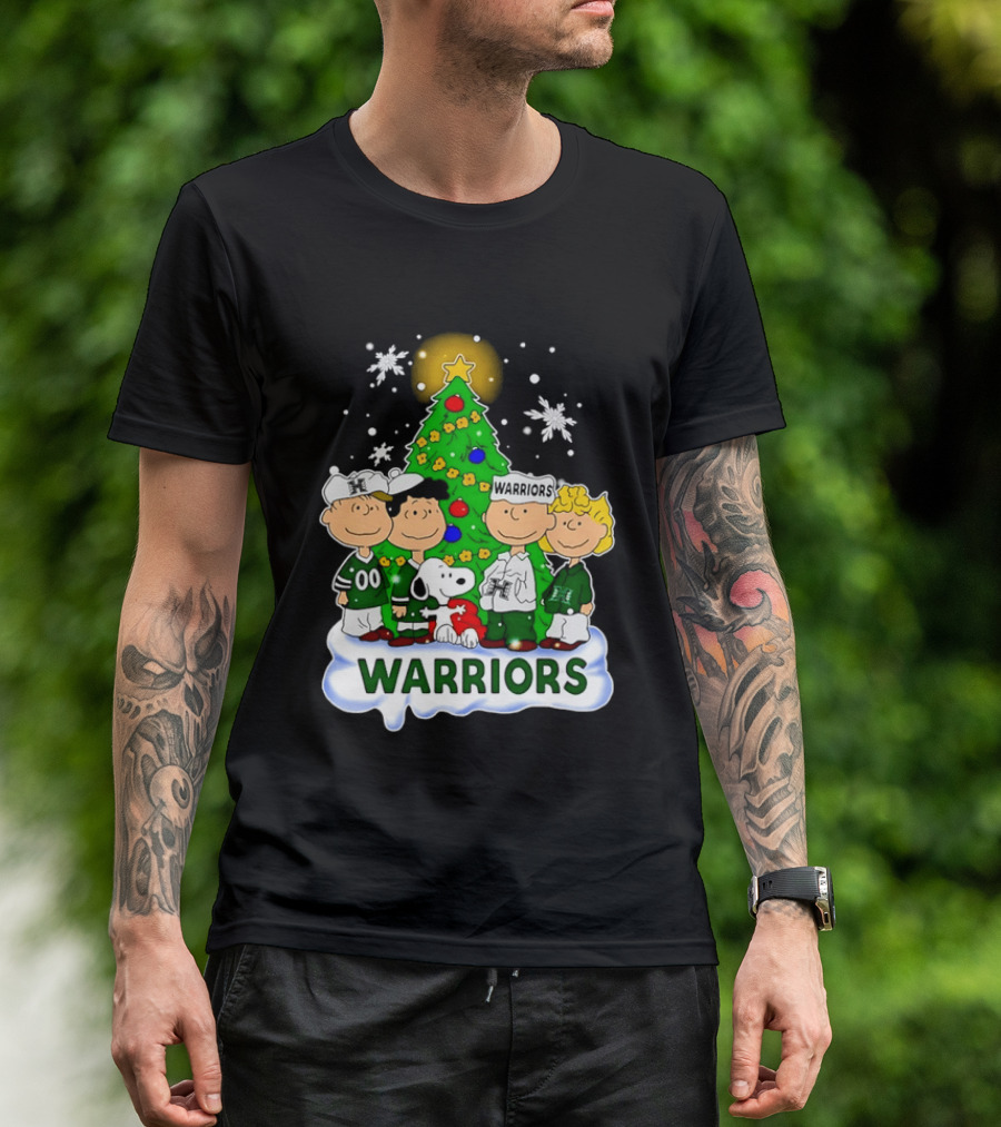 Peanuts Characters Hawaii Warriors Christmas Tree Snoopy Charlie Brown Holiday Snowflakes T-Shirt