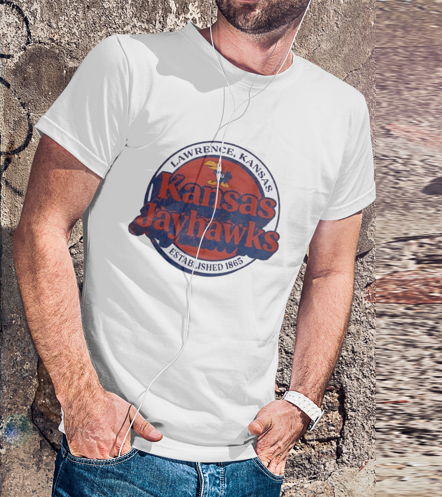 Lawrence Kansas Jayhawks KU Established 1865 Distressed T-Shirt