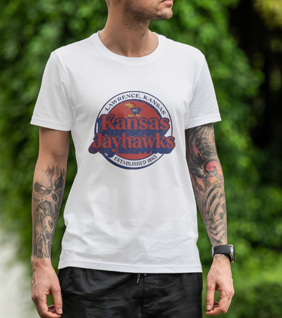 Lawrence Kansas Jayhawks KU Established 1865 Distressed T-Shirt