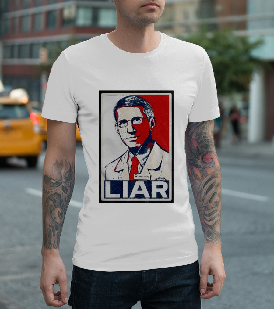 Dr Fauci Liar Political Parody Red White Blue T-Shirt