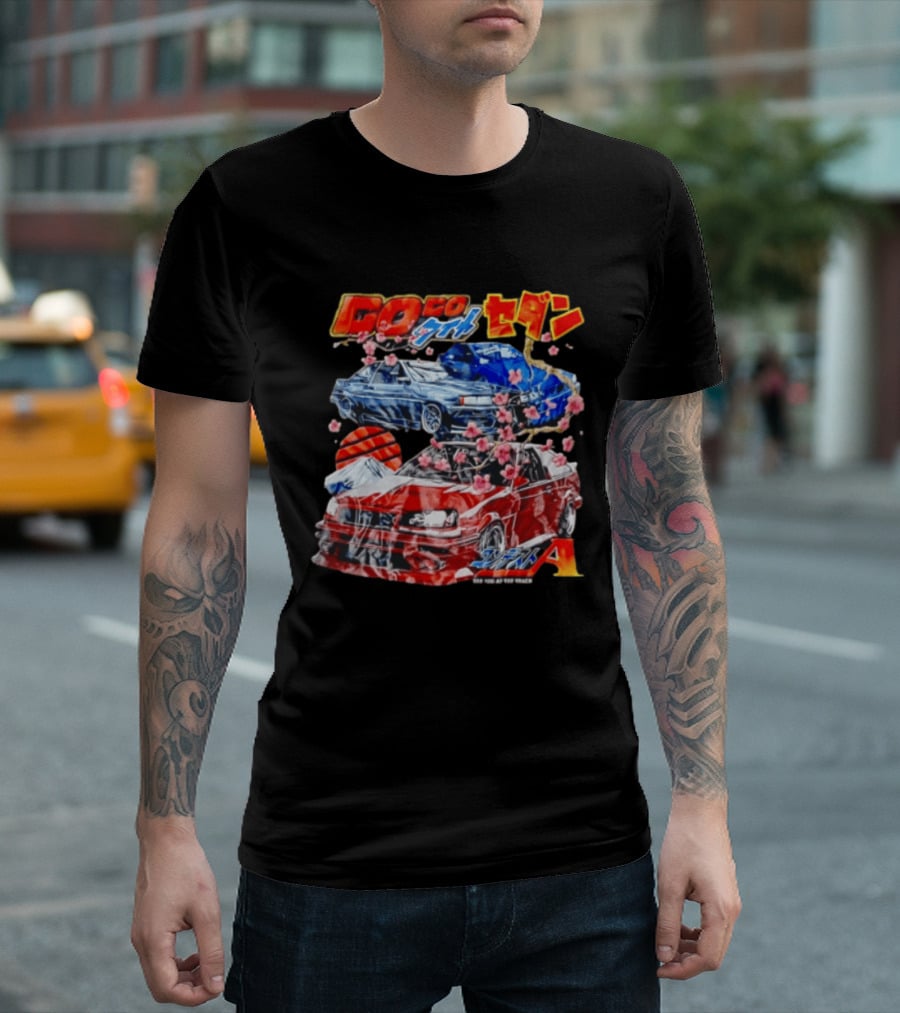 SEE YOU AT THE Track Modified Cars Cherry Blossoms Mountain T-Shirt