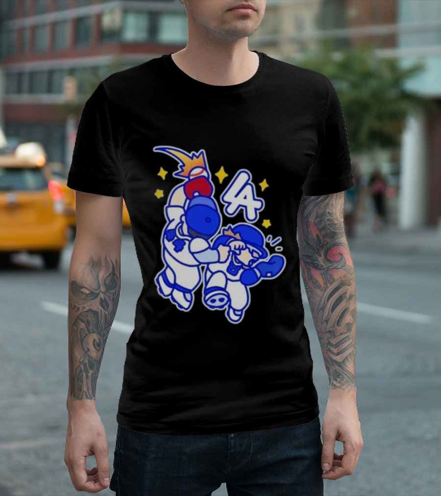 Shohei Ohtani Mookie Betts Cartoon LA Dodgers Baseball Clash T-Shirt