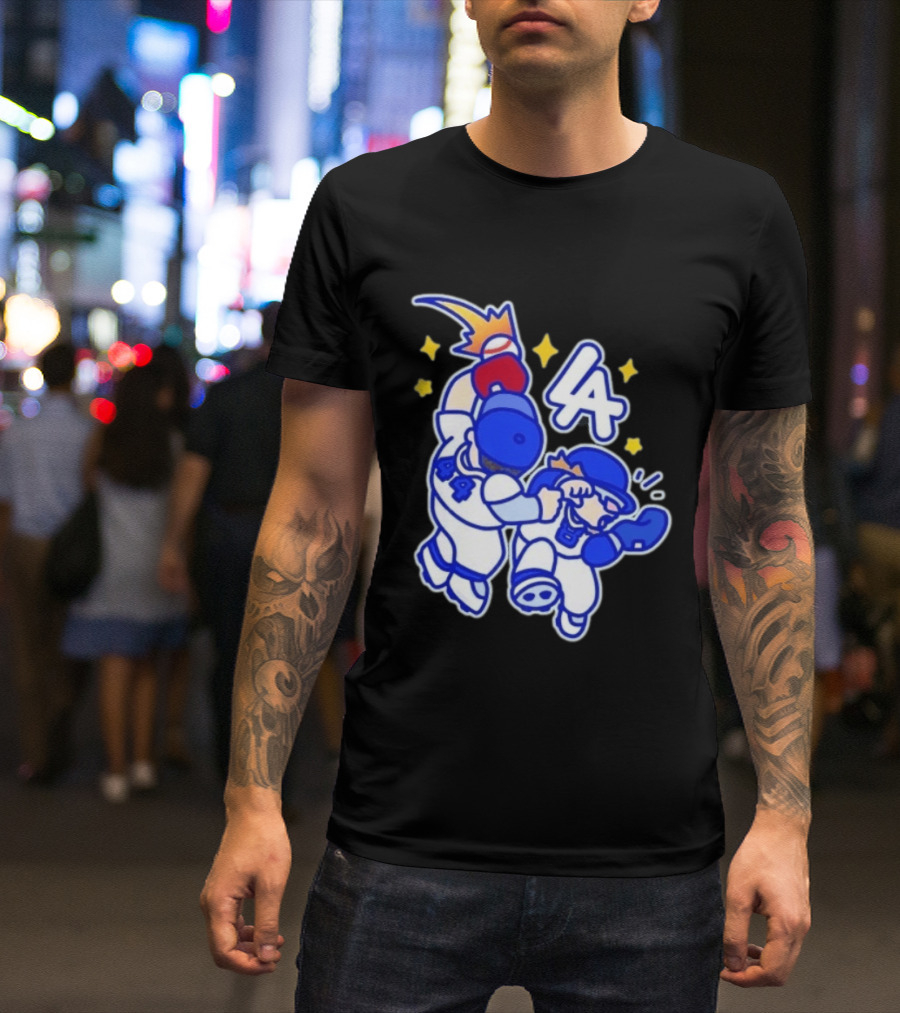 Shohei Ohtani Mookie Betts Cartoon LA Dodgers Baseball Clash T-Shirt