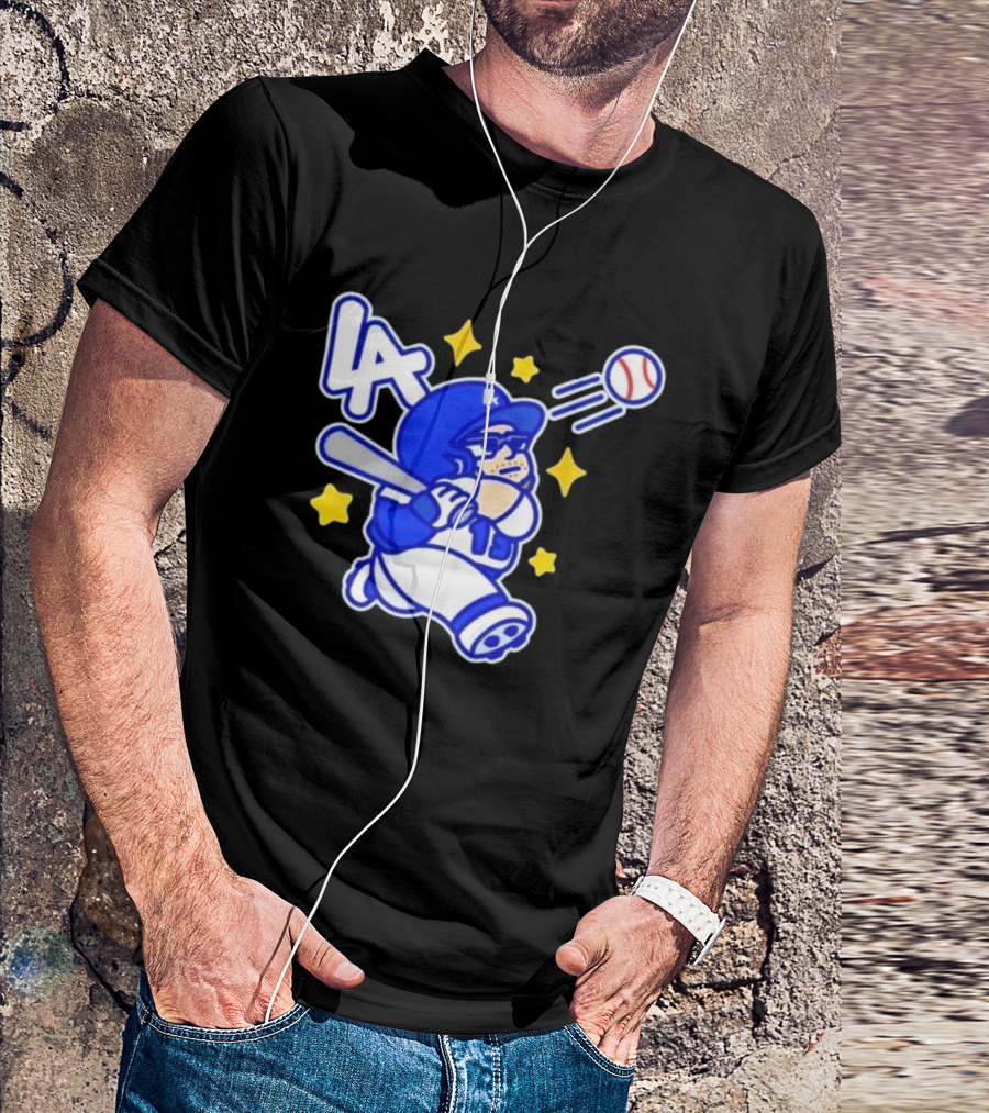LA Dodgers No 15 Cartoon Player Baseball T-Shirt