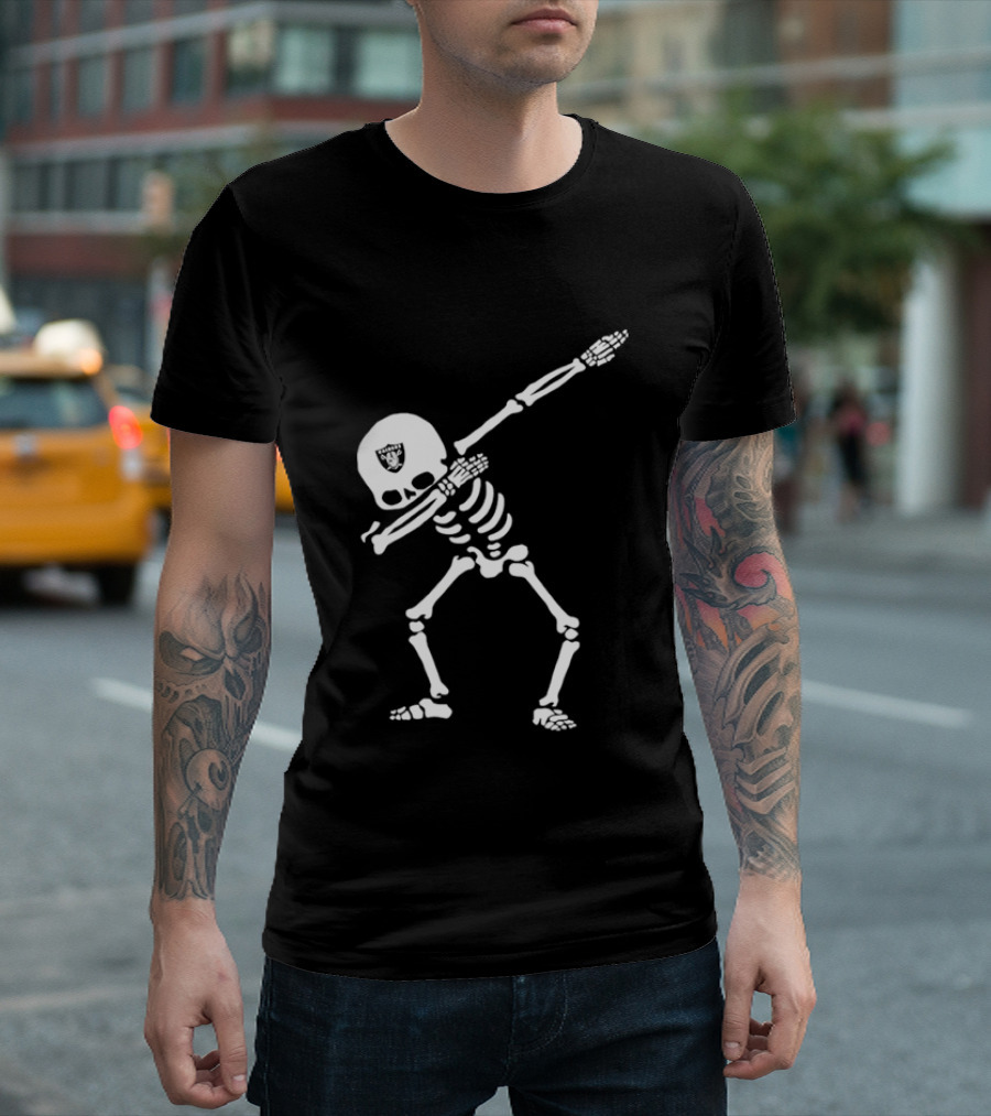 Las Vegas Raiders Dabbing Skeleton Football Fan Gear T-Shirt