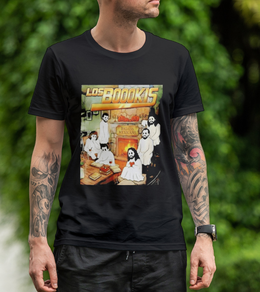 Los Boookis Badass Mexicans Marco Antonio Solis Halloween Fireplace Scene T-Shirt