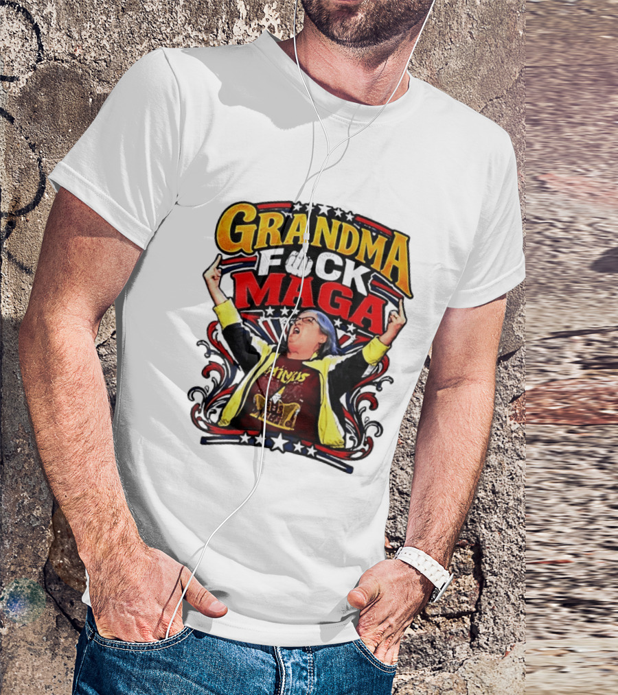 Grandma Fuck Maga Protest Middle Finger Gesture T-Shirt