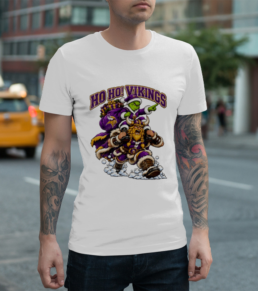 Ho Ho Vikings Grinch Christmas Minnesota Football T-Shirt