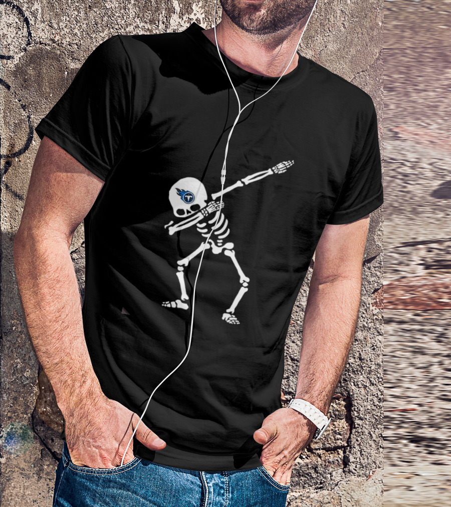 Tennessee Titans Dabbing Skeleton Football Fan T-Shirt